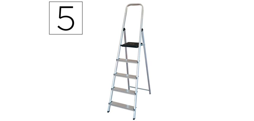 Escalera q-connect de aluminio 5 peldaños 1062x483x1675 mm peso maximo 150 kg en-131