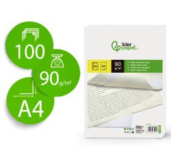Papel verjurado liderpapel a4 90g/m2 crema paquete de 100 hojas