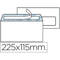 Sobre liderpapel n.4 blanco americano ventana derecha 115x225mm tira silicona open system caja de 500 unidades