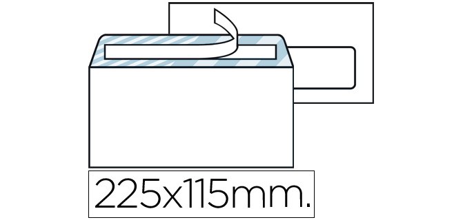 Sobre liderpapel n.4 blanco americano ventana derecha 115x225mm tira silicona open system caja de 500 unidades