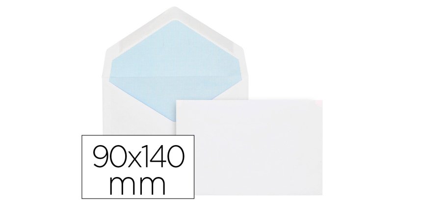 Sobre liderpapel n.1 blanco minimo normalizado 90x140mm engomado solapa de pico caja de 500 unidades