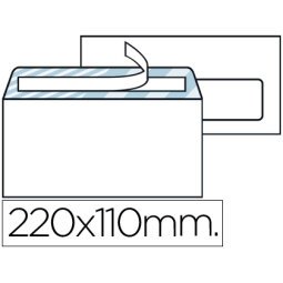 Sobre liderpapel n.3 blanco din americano ventana derecha 110x220mm tira de silicona system open caja de 500 unidad