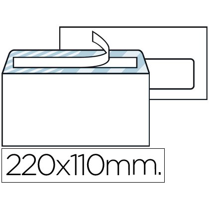 Sobre liderpapel n.3 blanco din americano ventana derecha 110x220mm tira de silicona system open caja de 500 unidad