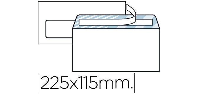 Sobre liderpapel n.6 blanco americano ventana izquierda 115x225 tira silicona open system caja de 500 unidades