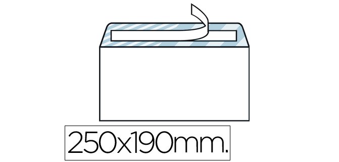 Sobre liderpapel n.13 blanco cuarto prolongado 190x250mm tira de silicona caja de 250 unidades