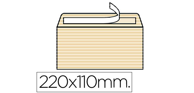 Sobre liderpapel verjurado ahuesado 120 gr tira silicona 110x220mm caja de 250 unidades