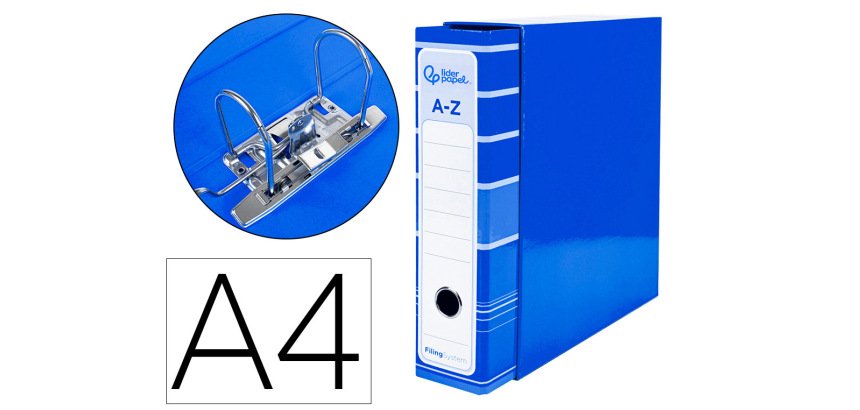 Archivador de palanca liderpapel a4 filing system forrado sin rado lomo 80mm con caja y compresor metal