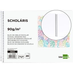 Bloc dibujo liderpapel escolar espiral 155x215mm 20 hojas 90 gr/m2 sin recuadro