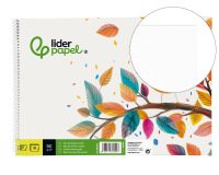 Bloc dibujo liderpapel escolar espiral 230x325mm 20 hojas 90 gr/m2 sin recuadro