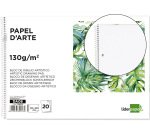 Bloc dibujo liderpapel artistico espiral 230x325mm 20 hojas 130g/m2 sin recuadro 2 taladros perforado