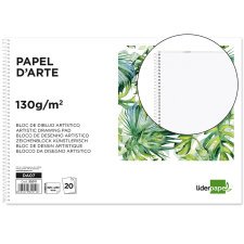 Bloc dibujo liderpapel artistico frutal espiral 230x325 mm 20 hojas 130g/m2 sin recuadro perforado