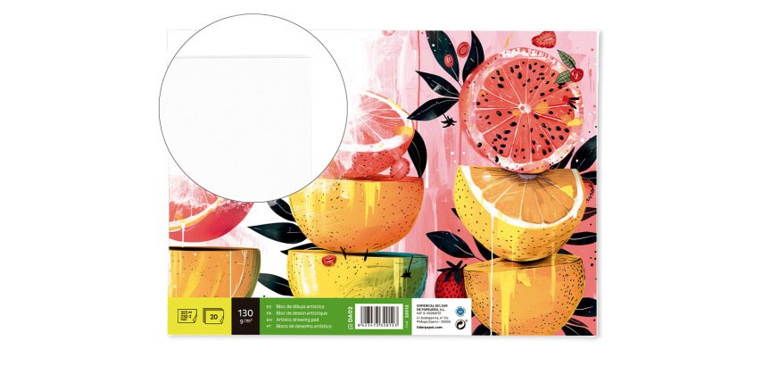 Bloc dibujo liderpapel artistico encolado 230x325mm 20 hojas 130g/m2 sin recuadro