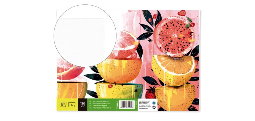 Bloc dibujo liderpapel artistico encolado 230x325mm 20 hojas 130g/m2 sin recuadro