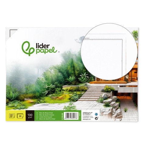 Bloc dibujo liderpapel lineal encolado 230x325mm 20 hojas 130 gr/m2 con recuadro