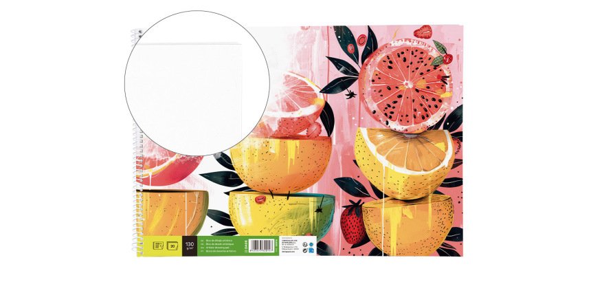 Bloc dibujo liderpapel artistico espiral 460x325mm 20 hojas 130gr/m2 sin recuadro perforado