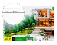Bloc dibujo liderpapel lineal arquitectura espiral 230x325 mm 20 hojas 130g/m2 con recuadro perforado