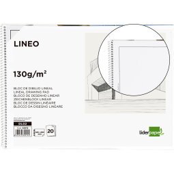 Bloc dibujo liderpapel lineal arquitectura 230x325 mm 20 hojas 130g/m2 con recuadro perforado