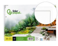 Bloc dibujo liderpapel lineal espiral 230x325mm 20 hojas 130gr/m2 con recuadro 2 taladros perforado