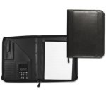 Carpeta portabloc Q-connect cremallera sin anillas con calculadora y bolsillo para móvil color negro 260x355 mm