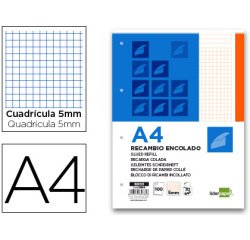 Bloc encolado liderpapel cuadro 5mm naranja a4 natural 100 hojas 70 g/m2