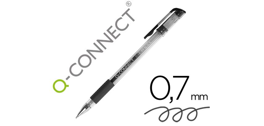 Boligrafo q-connect tinta gel negro 0,7 mm sujecion de caucho