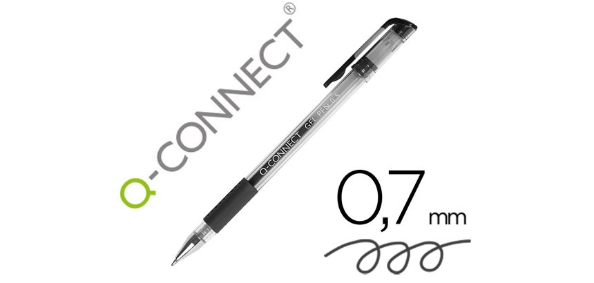 Boligrafo q-connect tinta gel negro 0,7 mm sujecion de caucho