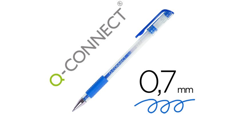 Boligrafo q-connect tinta gel azul 0,7 mm sujecion de caucho