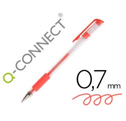 Boligrafo q-connect tinta gel rojo 0,7 mm sujecion de caucho