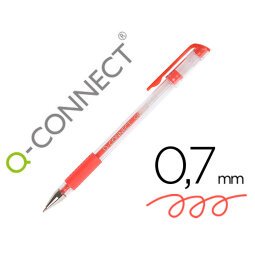 Boligrafo q-connect tinta gel rojo 0,7 mm sujecion de caucho