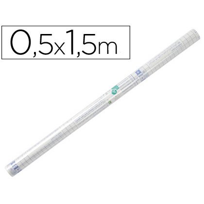 Rollo plastico adhesivo liderpapel 0,50x1,50 m 80 micras forralibros removible