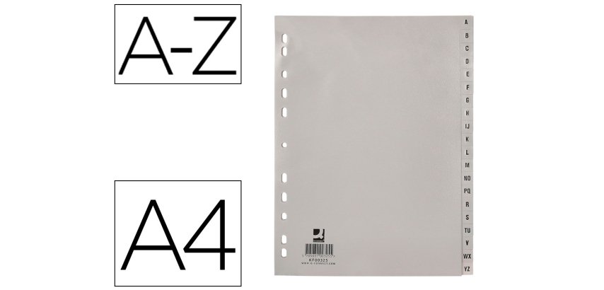 Separador alfabetico q-connect plastico a-z din a4 multitaladro