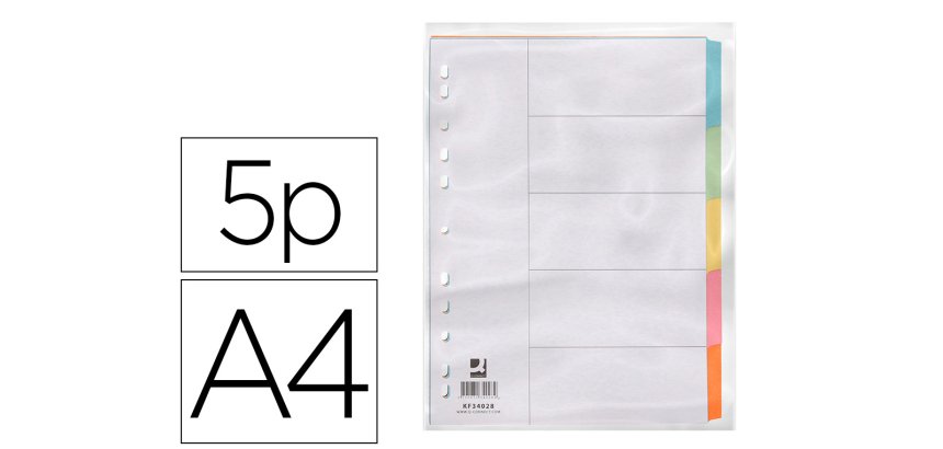 Separador q-connect cartulina juego de 5 separadores din a4 multitaladro