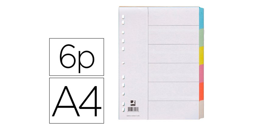 Separador q-connect cartulina juego de 6 separadores din a4 multitaladro