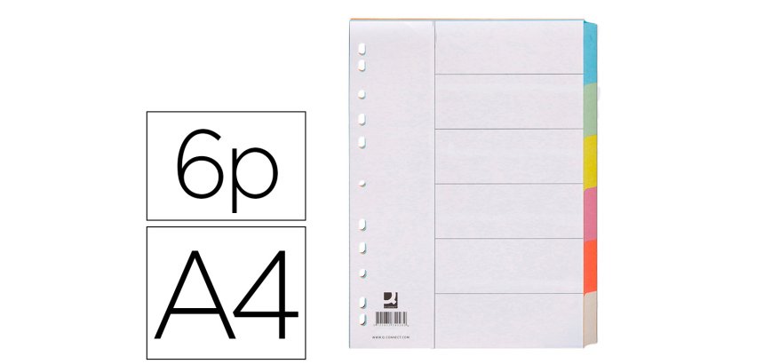 Separador q-connect cartulina juego de 6 separadores din a4 multitaladro