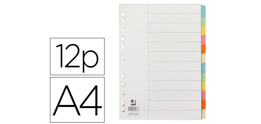 Separador q-connect cartulina juego de 12 separadores din a4 multitaladro