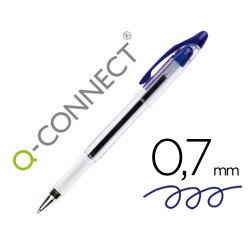 Boligrafo q-connect delta azul sujecion de caucho con capuchon