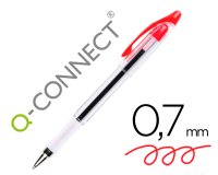 Boligrafo q-connect delta rojo sujecion de caucho con capuchon