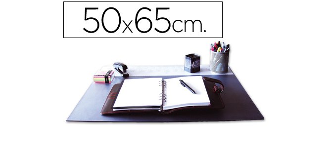 Vade sobremesa q-connect negro con solapas transparentes 50x63 cm