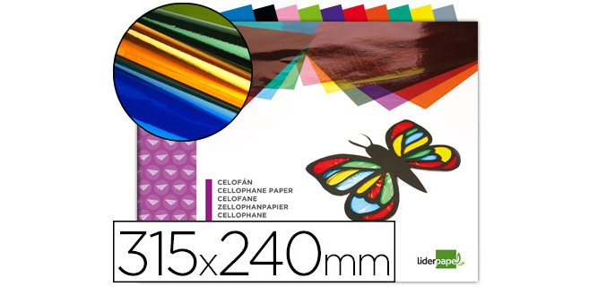 Bloc trabajos manuales liderpapel celofan 240x315mm 10 hojas colores surtidos