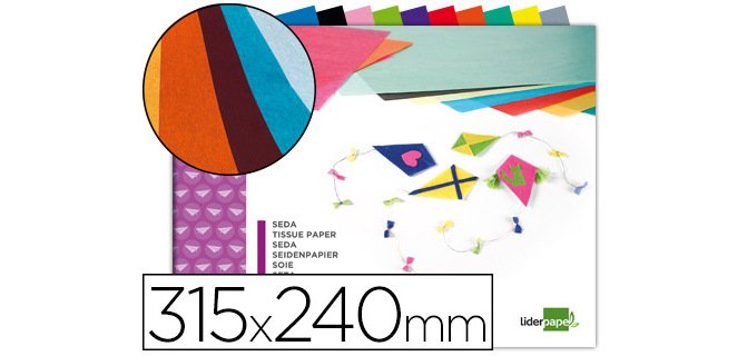 Bloc trabajos manuales liderpapel seda 240x315mm 10 hojas colores surtidos