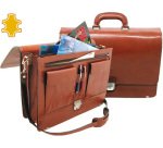 Cartera portafolios q-connect artesania de piel con broche 403x300x105 mm fabricada en ubrique