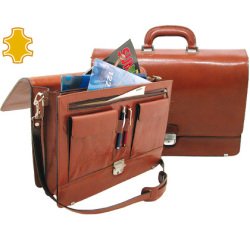 Cartera portafolios q-connect artesania de piel con broche 403x300x105 mm fabricada en ubrique