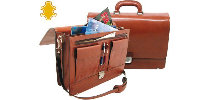 Cartera portafolios q-connect artesania de piel con broche 403x300x105 mm fabricada en ubrique