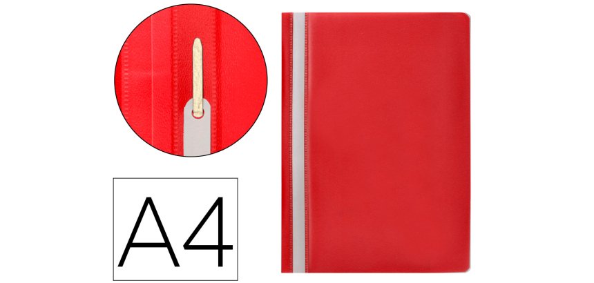 Carpeta dossier PVC con fástener metálico q-connect din a4 roja capacidad 30 hojas