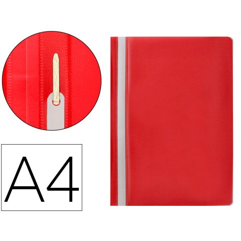 Carpeta dossier PVC con fástener metálico q-connect din a4 roja capacidad 30 hojas