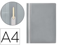 Carpeta dossier PVC con fástener metálico q-connect din a4 gris capacidad 30 hojas