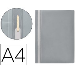 Carpeta dossier PVC con fástener metálico q-connect din a4 gris capacidad 30 hojas