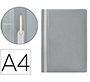 Carpeta dossier PVC con fástener metálico q-connect din a4 gris capacidad 30 hojas