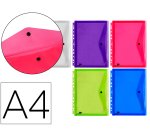 Carpeta liderpapel dossier broche 36669 polipropileno din a4 pack de 5 col.surtidos transparente multitaladro