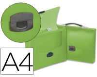 Carpeta liderpapel portadocumentos broche polipropileno din a4 verde transparente con asa